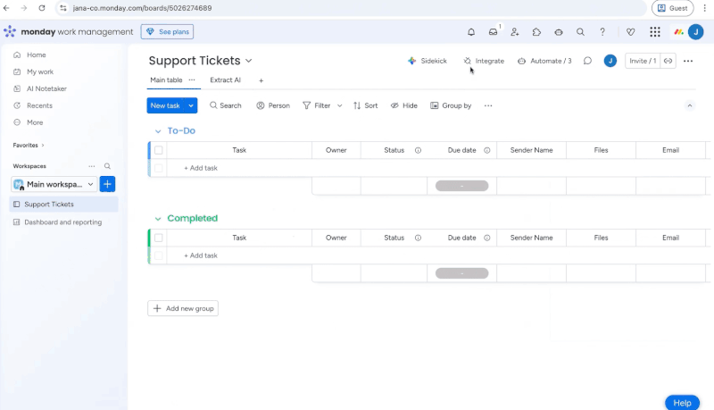 Set up monday.com native Gmail integration